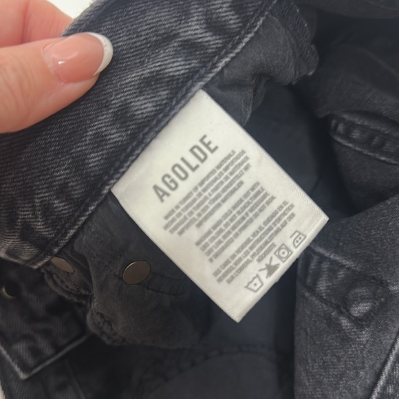 AGOLDE Parker Black Raw Hem button fly denim shorts size 32 - Picture 6 of 7